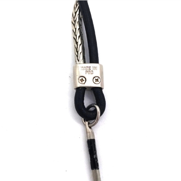 Alexander McQueen 26" Leather Cord Stainless Silver Combination Pendant Necklace - Picture 5 of 6